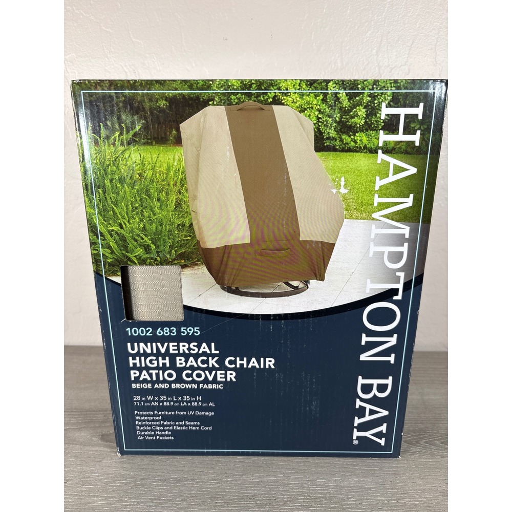 Hampton Bay Universal High Back Chair Patio Cover Beige Brown 1002 683 595 NEW